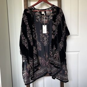 Matilda Jane Good Hart Creekwood Black Boho Velour Kimono, XS/S, NWTs